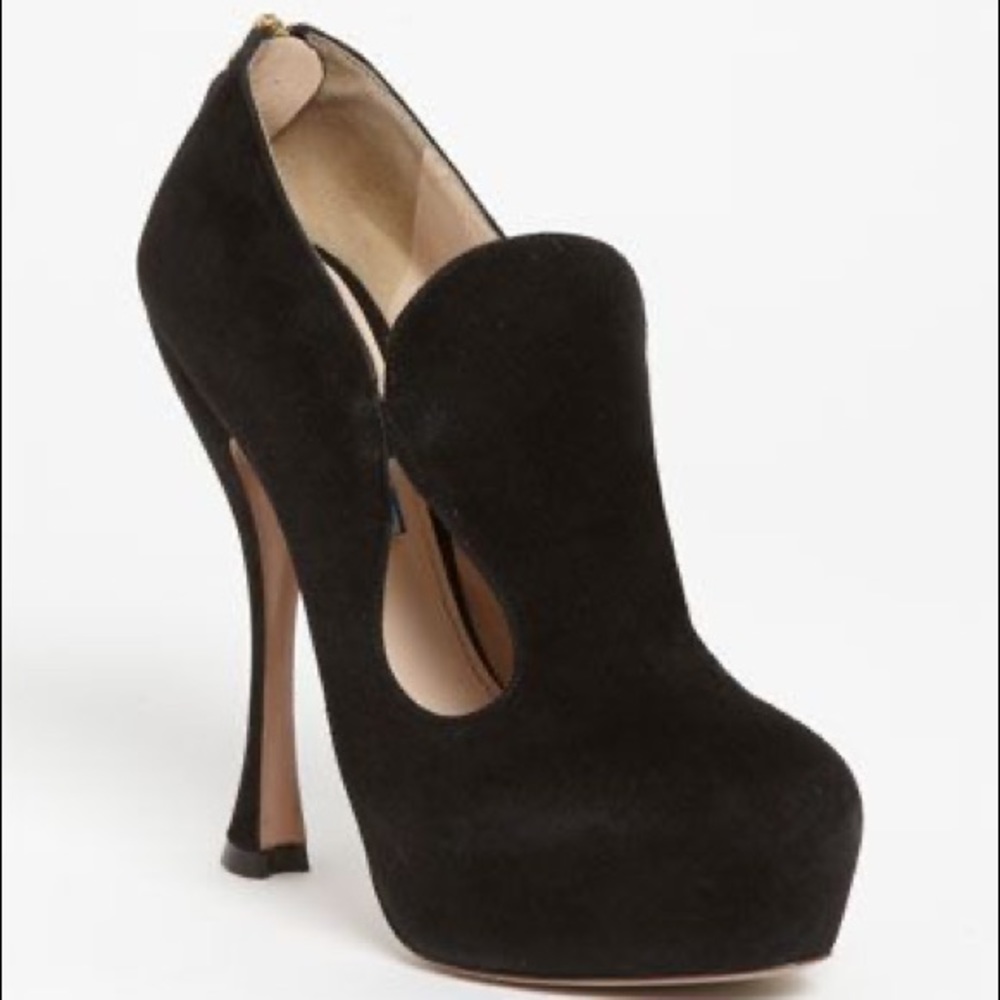 🔥Authentic Prada Black Suede Cutout Bootie